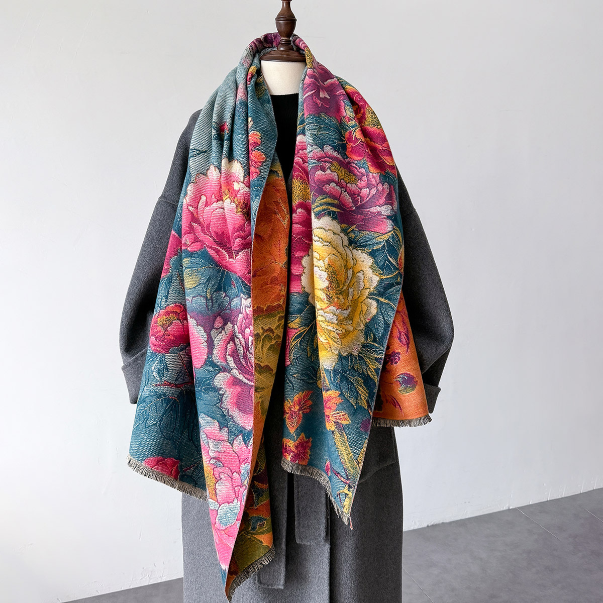 Cashmere Scarf - 따뜻한 캐시미어 스카프 여성 목도리 꽃