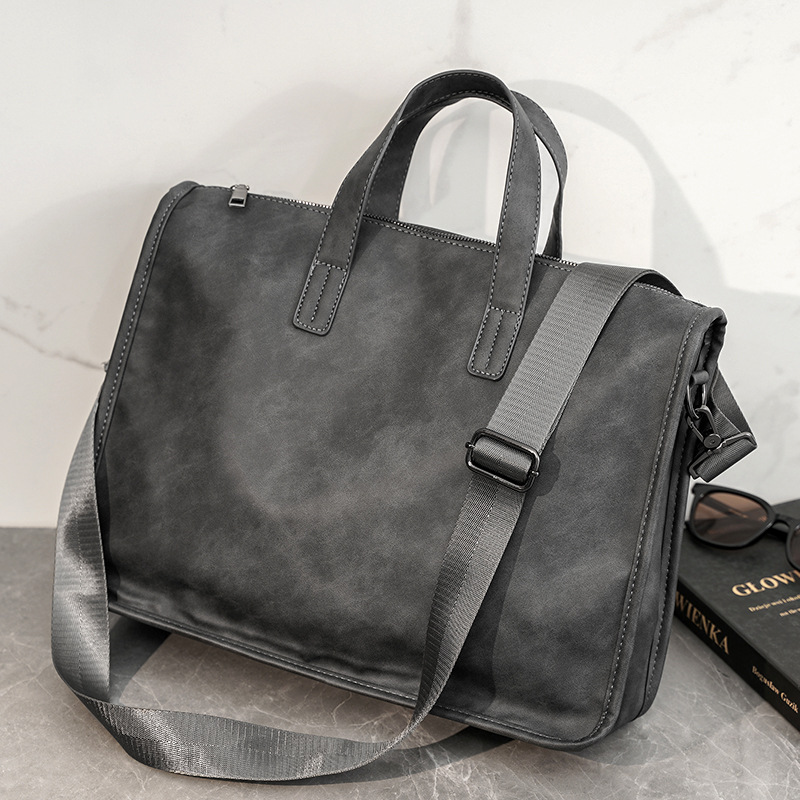 Leather Briefcase - 캐주얼 비즈니스 남성용 핸드백 패션 대용량