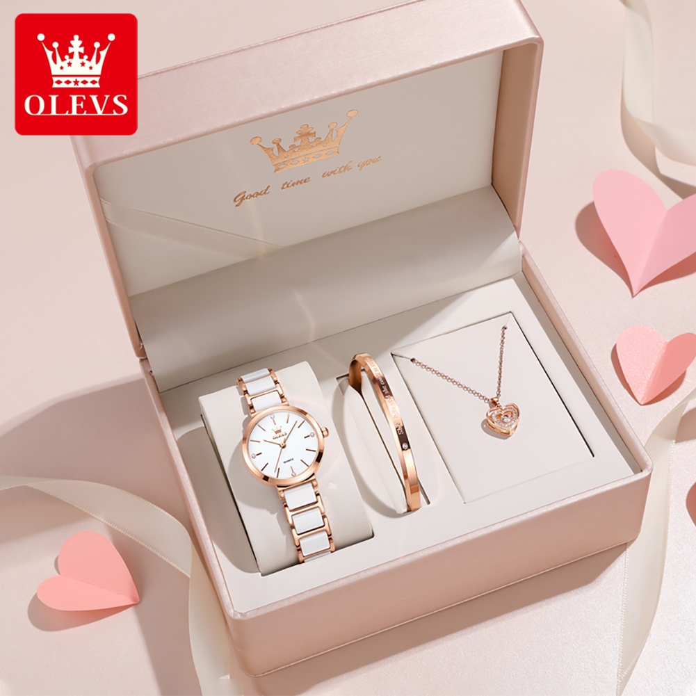 Luxury Gift Set - OLEVS 여성 시계 5877 고급스러운 우아한