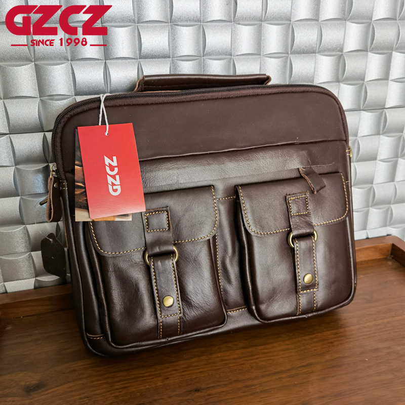 Leather Briefcase - GZCZ 남성용 핸드백 레저 비즈니스 컴퓨터