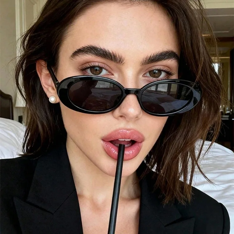 Designer Sunglasses - 빈티지 스타일의 타원형 선글라스, 여성용 고급