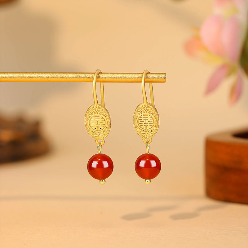 천연 붉은 옥 구슬 귀걸이 부적 진짜 보석 럭셔리 참  - Gold Plated Jewelry 리뷰 및 가격