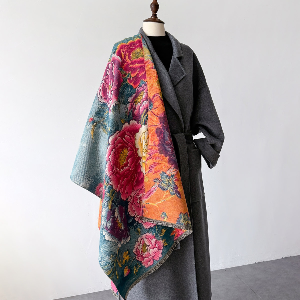 따뜻한 캐시미어 스카프 여성 목도리 꽃 인쇄 새로운 랩 - Cashmere Scarf 리뷰 및 가격