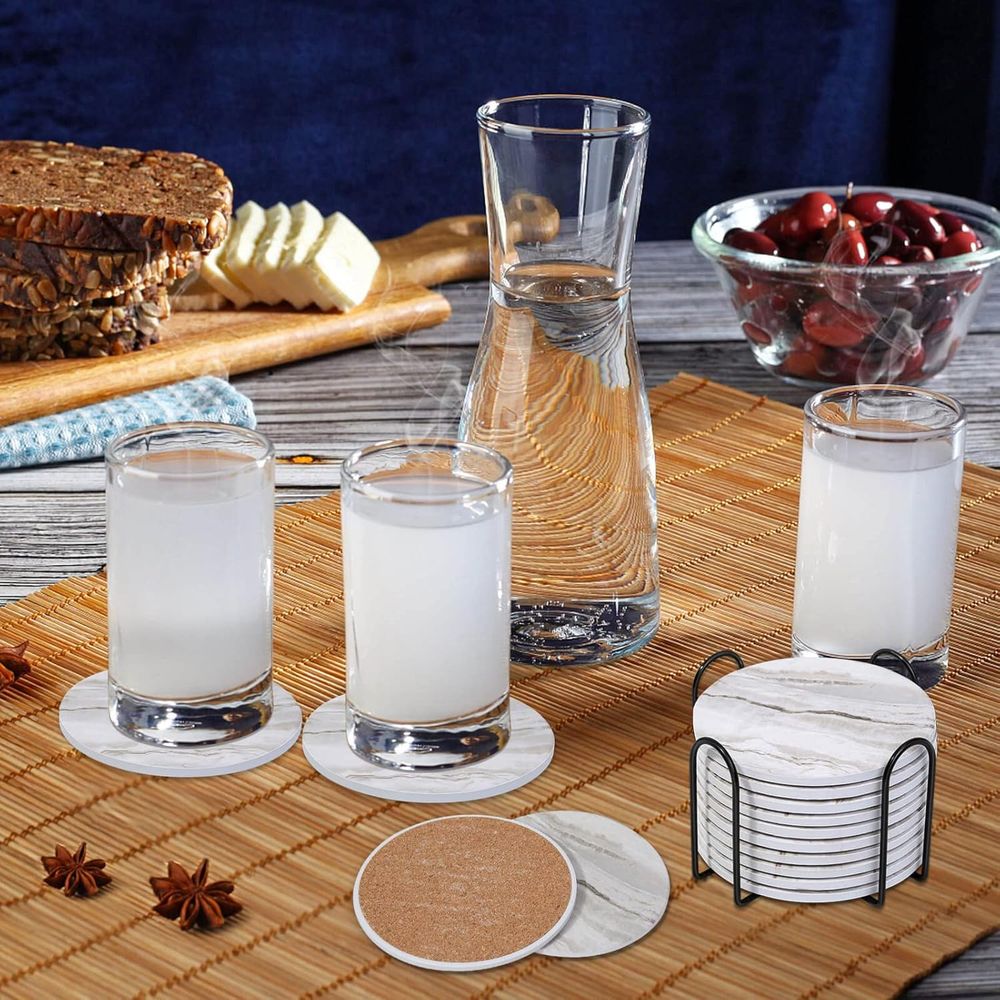 6피스 흡수성 컵받침 세트, 대리석 스타일, 다양한 컵 - Marble Coaster Set 리뷰 및 가격