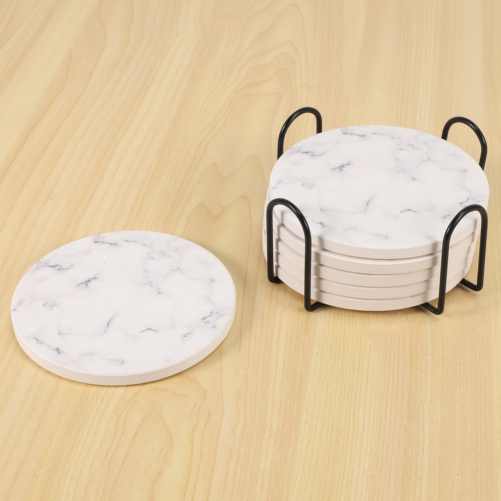 ABAH-음료용 흡수성 컵받침 세트(홀더 포함), 6개 - Marble Coaster Set 리뷰 및 가격
