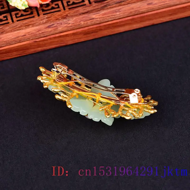 그린 옥 플라워 바렛 디자이너 머리핀, 18K 골드 도 - Gold Plated Jewelry 리뷰 및 가격