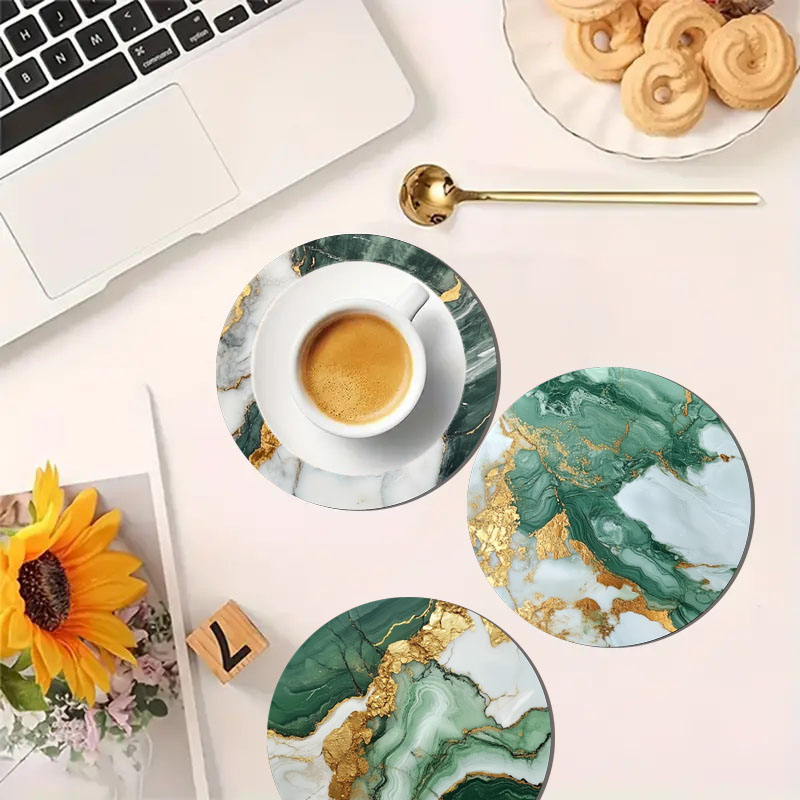 대리석 무늬 프린트 컵받침 4개, 일상 가족 파티 장식 - Marble Coaster Set 리뷰 및 가격
