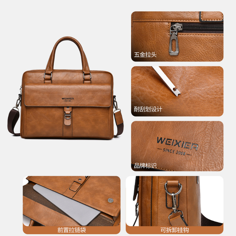 빈티지 다크 브라운 PU 가죽 남성용 서류 가방 15. - Leather Briefcase 리뷰 및 가격