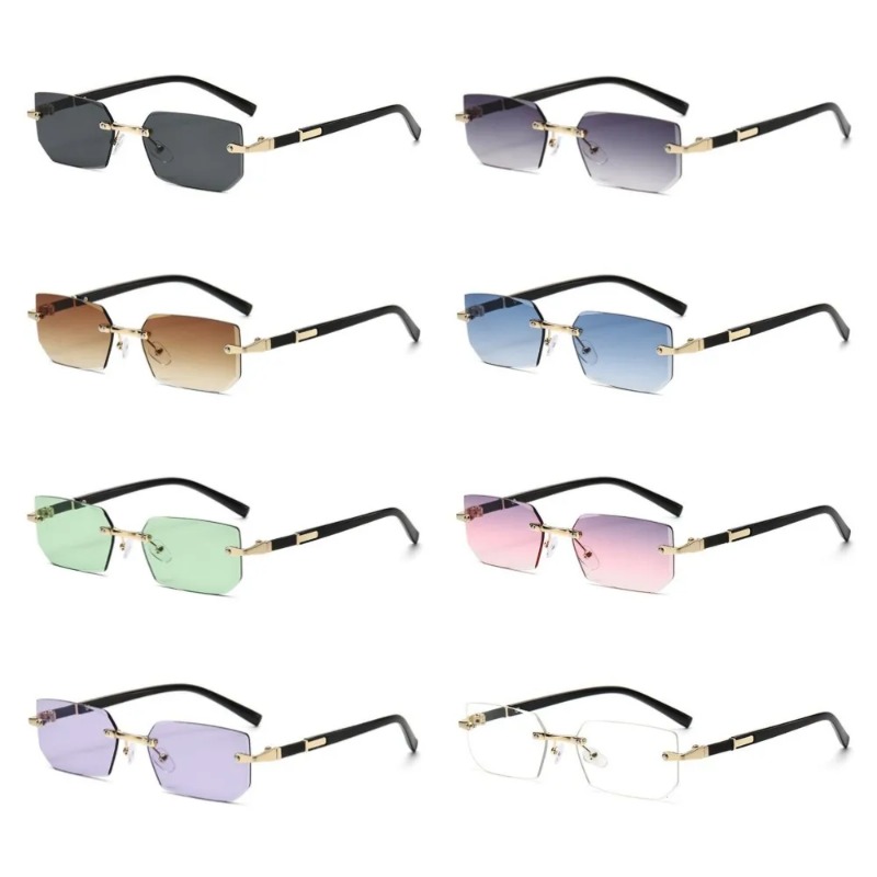 무테 컷 엣지 직사각형 선글라스 유니섹스 프레임리스 아 - Designer Sunglasses 리뷰 및 가격