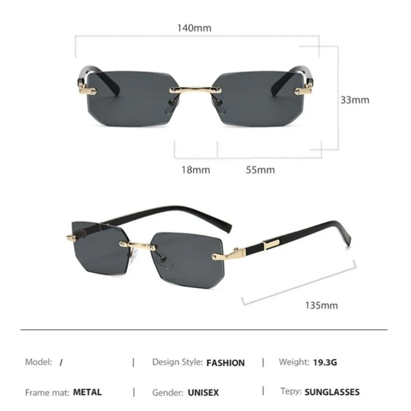 무테 컷 엣지 직사각형 선글라스 유니섹스 프레임리스 아 - Designer Sunglasses 리뷰 및 가격