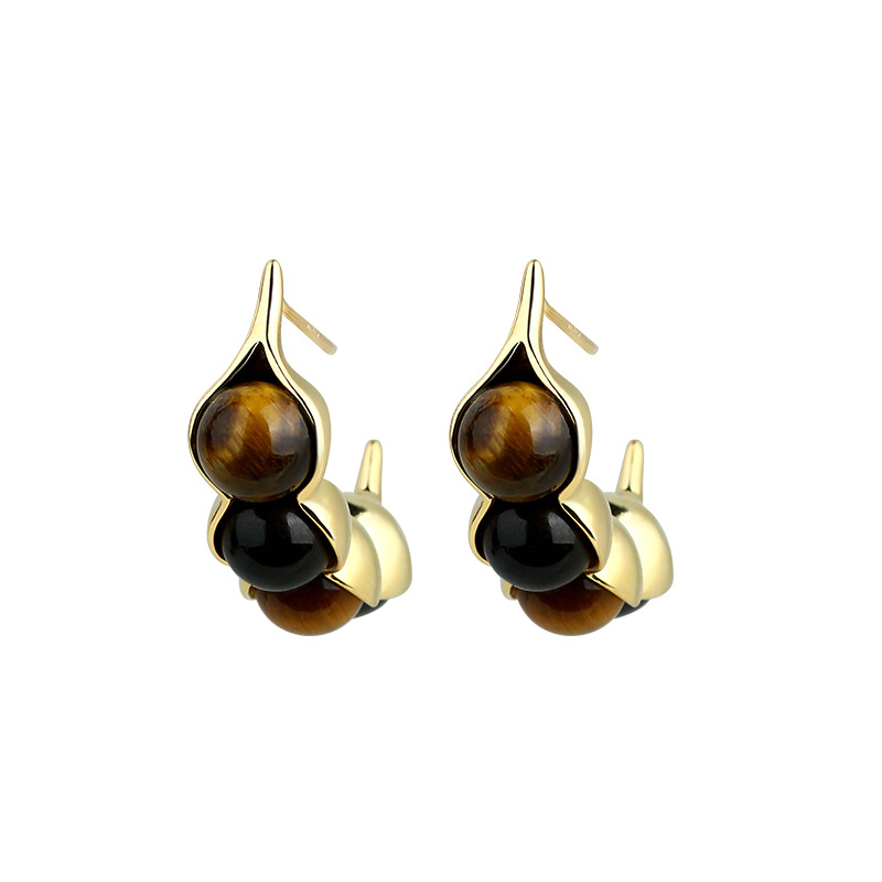 타이거 아이 포드 귀걸이 보석 진짜 보석 디자이너 귀  - Gold Plated Jewelry 리뷰 및 가격